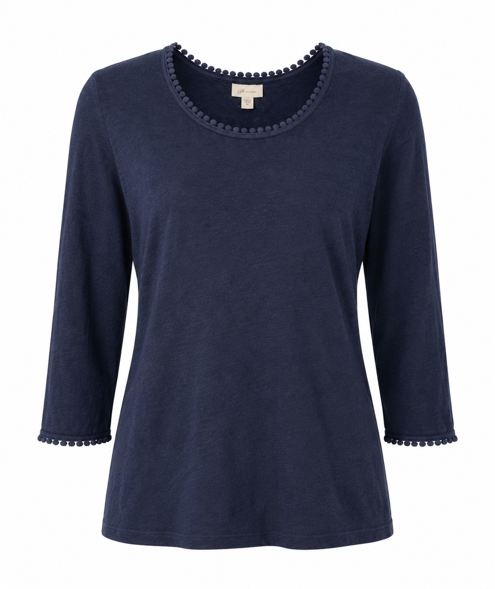 J.Jill 100% Linen 3/4 Sleeve Top – Women's XS – Navy – Classic Lightweight Tee
